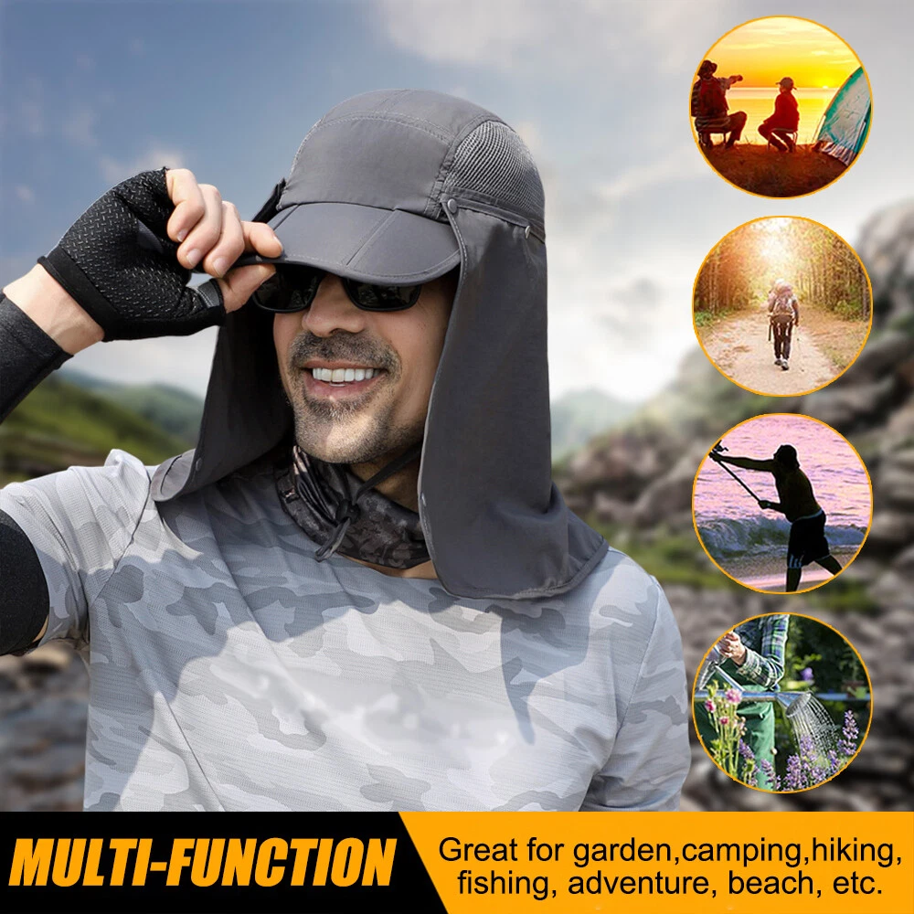 Foldable Fishing Hat Sun Cap with Face Mask & Neck Flap for Outdoors UV Protection