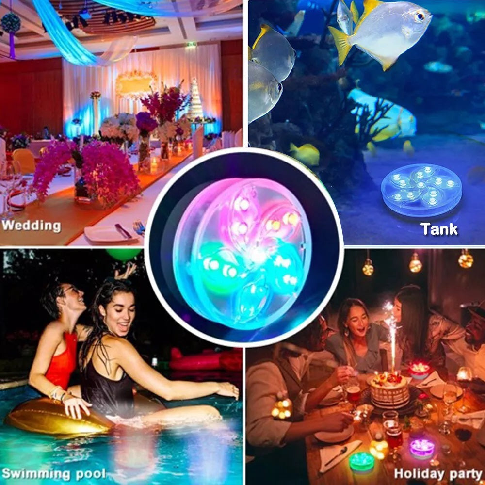 Set of 2 Pool Lights, IP68 Waterproof Magnetic Underwater Floating Lights with Remote Control, 16 Color Changing Swimming Pool Lights, Battery Operated