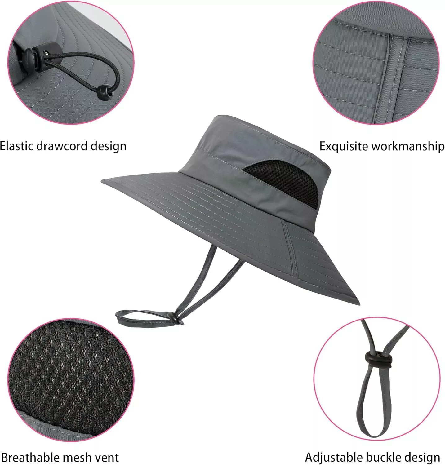 Unisex Bonnie Bucket Hat Wide Brim Breathable Sun Mesh Cap UV Protection Outdoor
