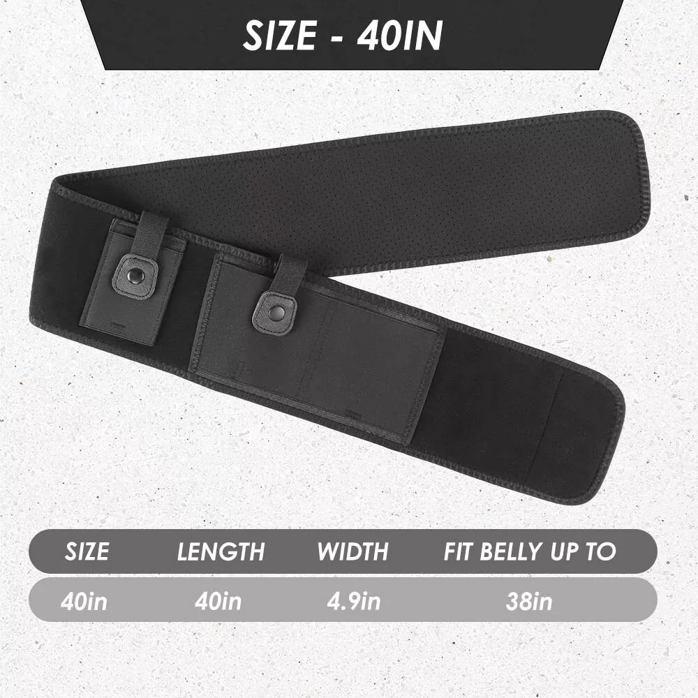 40" / 45" Belly Band Gun Holster, Outdoor Concealed Carry Pistol Holder, Fits All Pistols, Adjustable & Comfortable