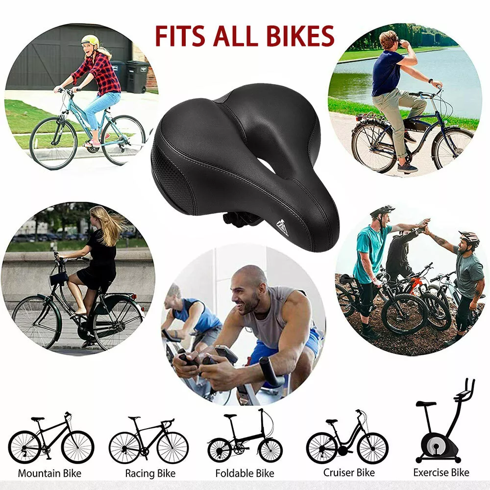 Shock-Absorbing Bike Seat, Comfortable Waterproof Bicycle Saddle, PU Leather Cover, Perfect Fit for Indoor and Outdoor Use