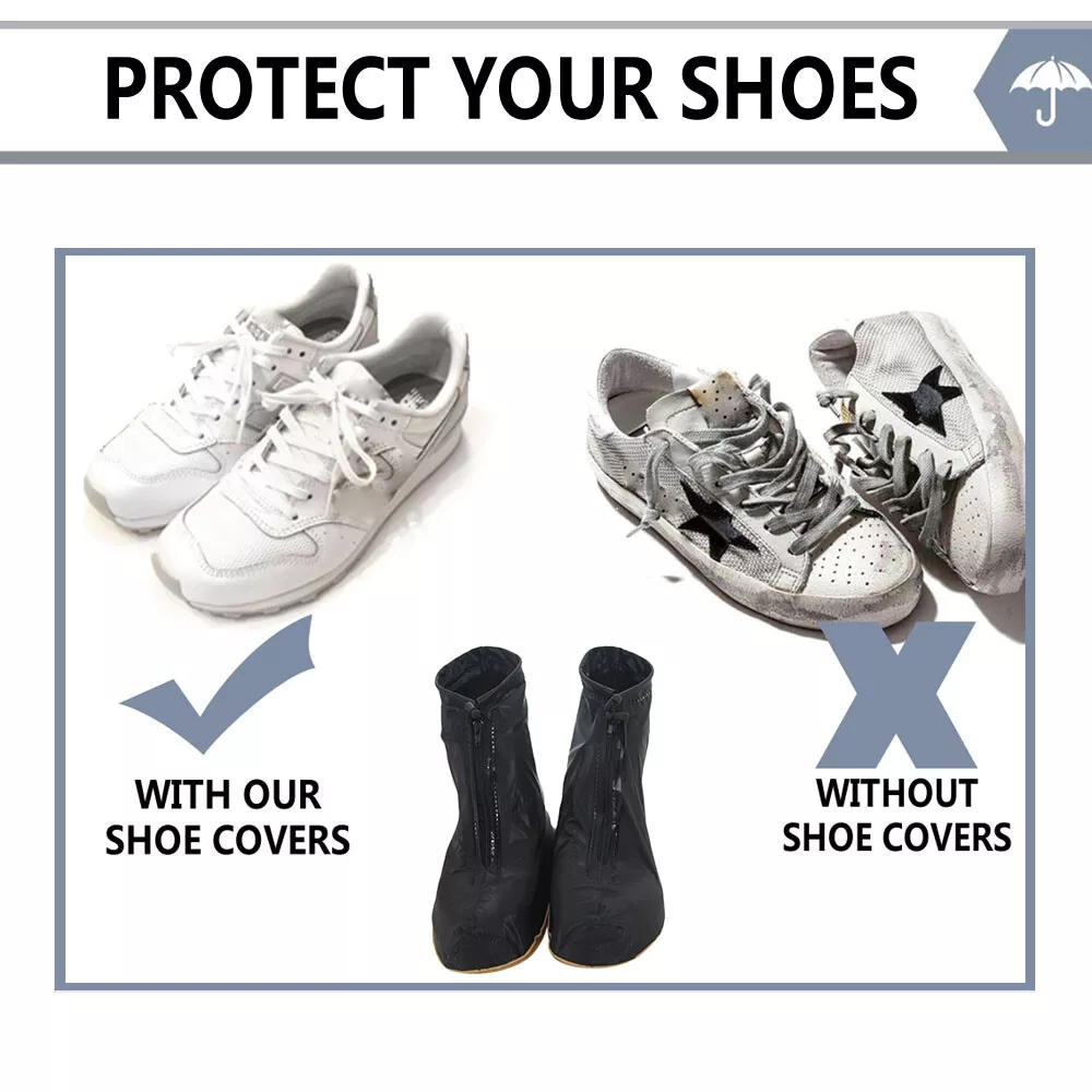 Anti-slip Waterproof Overshoes, Reusable Rain Shoe Covers, Foldable & Lightweight for Outdoor Walking, Hiking & Camping