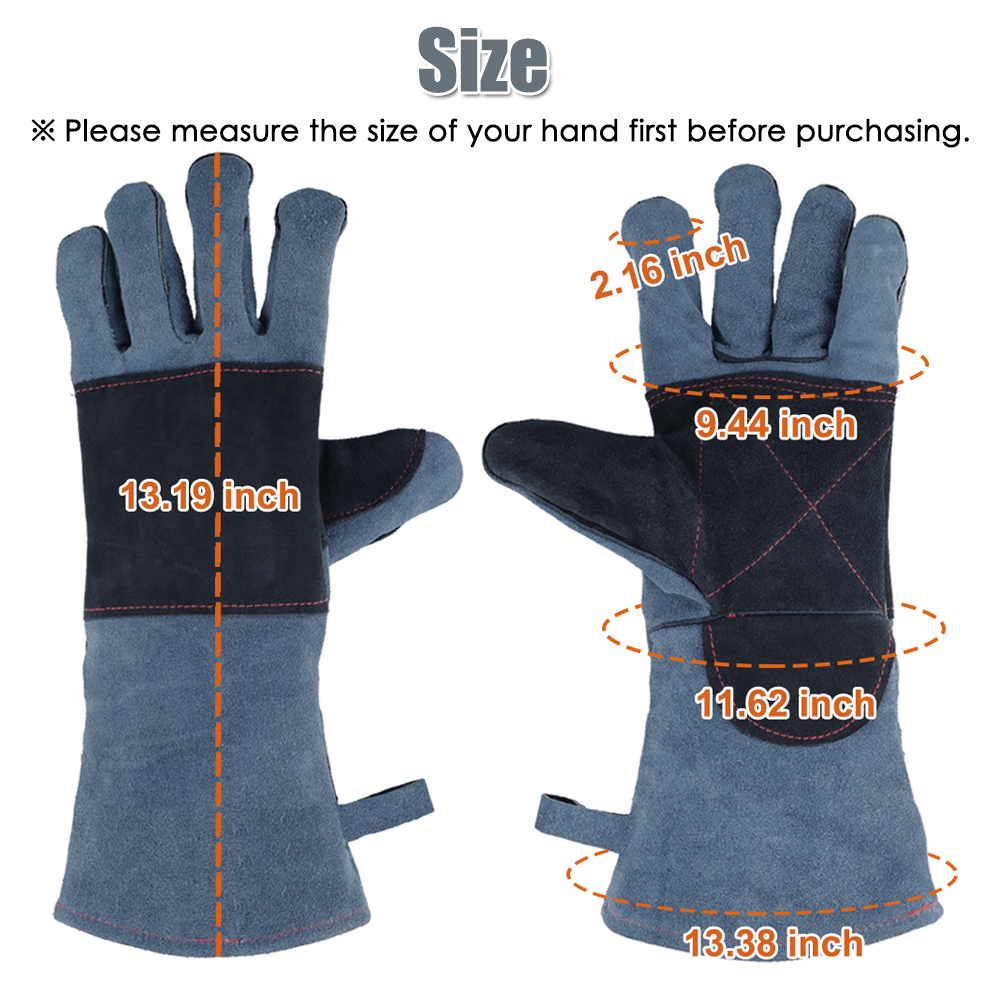 Animal Handling Gloves 13/16 Inch Bite Proof, Double Leather Arm Protection Anti Scratch, Safe Interaction with Dog, Cat, Snake, Reptile