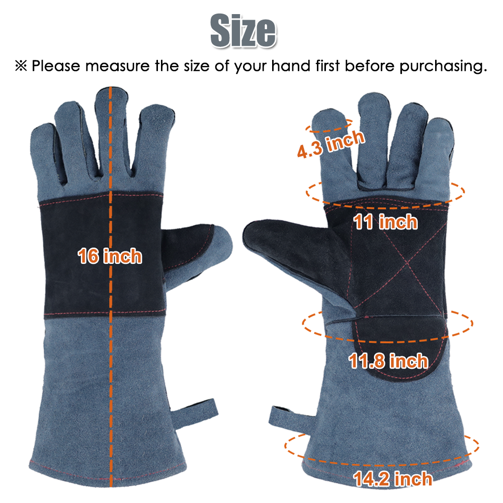 Animal Handling Gloves 13/16 Inch Bite Proof, Double Leather Arm Protection Anti Scratch, Safe Interaction with Dog, Cat, Snake, Reptile