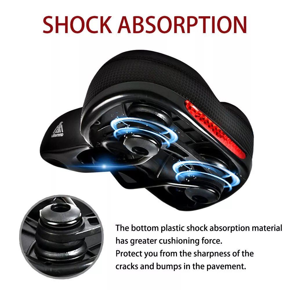 Shock-Absorbing Bike Seat, Comfortable Waterproof Bicycle Saddle, PU Leather Cover, Perfect Fit for Indoor and Outdoor Use