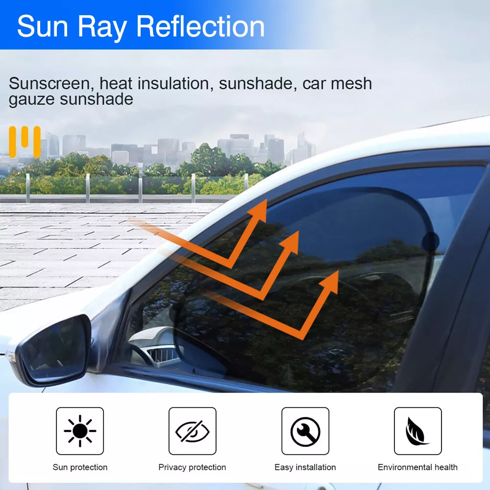 5PCS Car Window Shades Side Rear Sun Shade Mesh Cover UV Protection Glare Shield