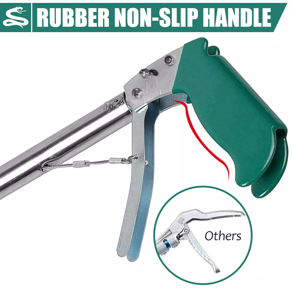 Heavy Duty Snake Tongs, Fixed / Foldable Reptile Grabber, Stainless Steel Catcher with Lock & Wide Jaw, Professional Rattle Handling Tool