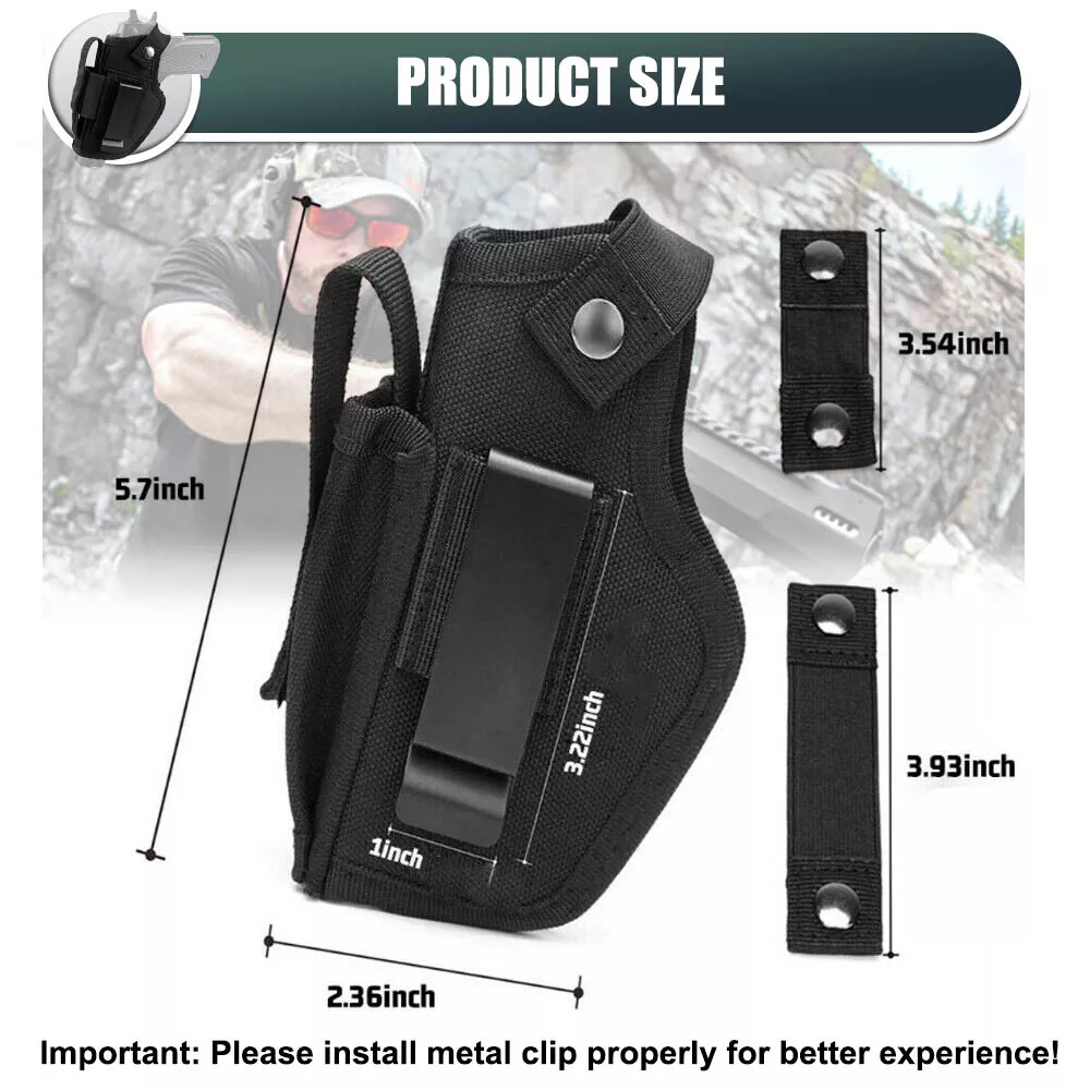 Gun Holster for Concealed Carry, Universal Waistband Holster with Mag Pouch, for Men Women Right/Left Hand Draw, Fits Glock 43x,19, 23,26,27,42, M&P Shield