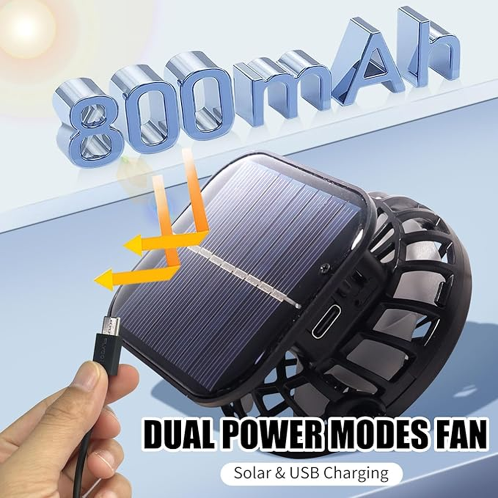 Outdoor Wide Brim Sun Hat with 2 Solar Fan UV Protection Hiking Camping Fishing
