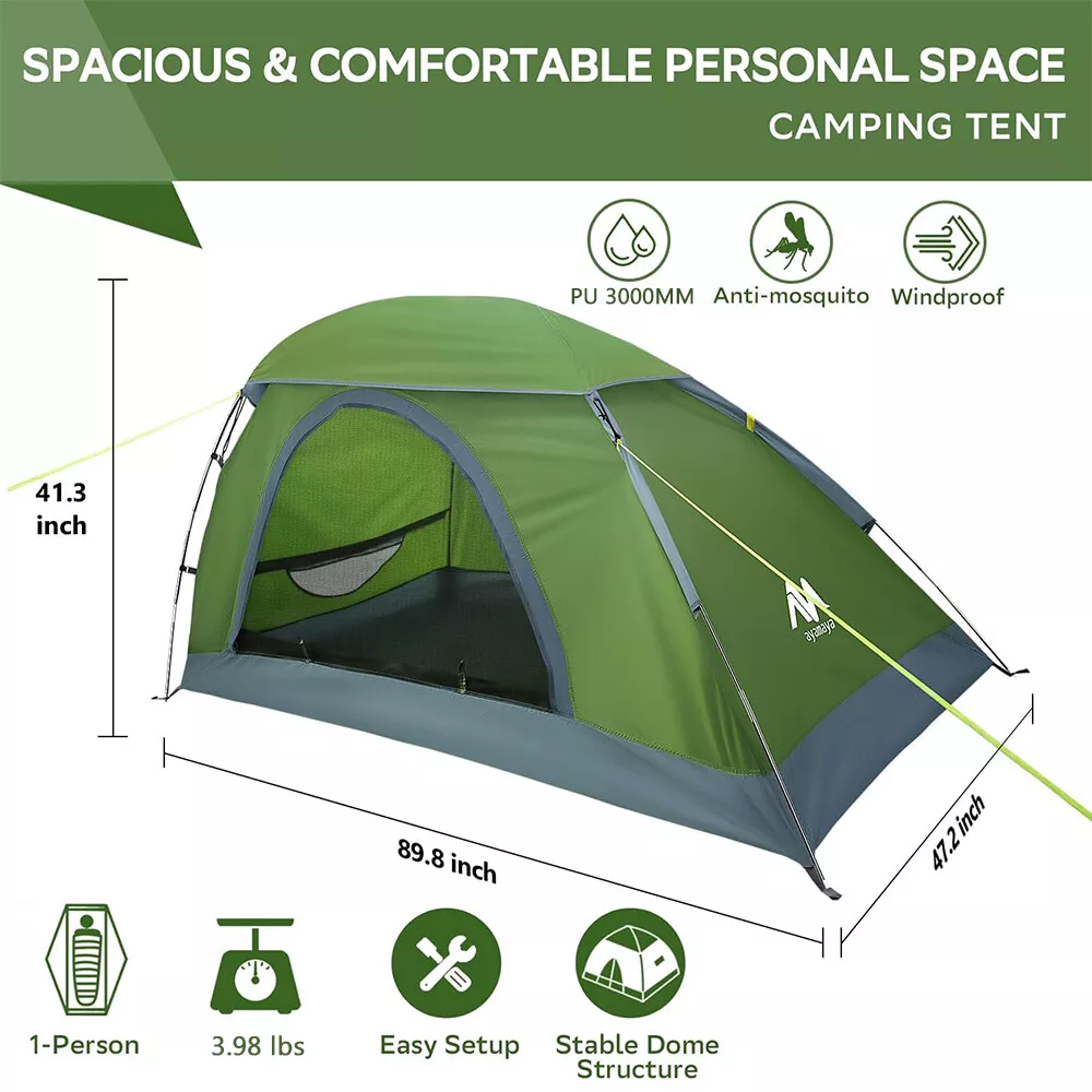 Single Backpacking Tent, PU3000 Coating Waterproof, Spacious & Easy Setup for Camping, Hiking & Outdoor Adventures