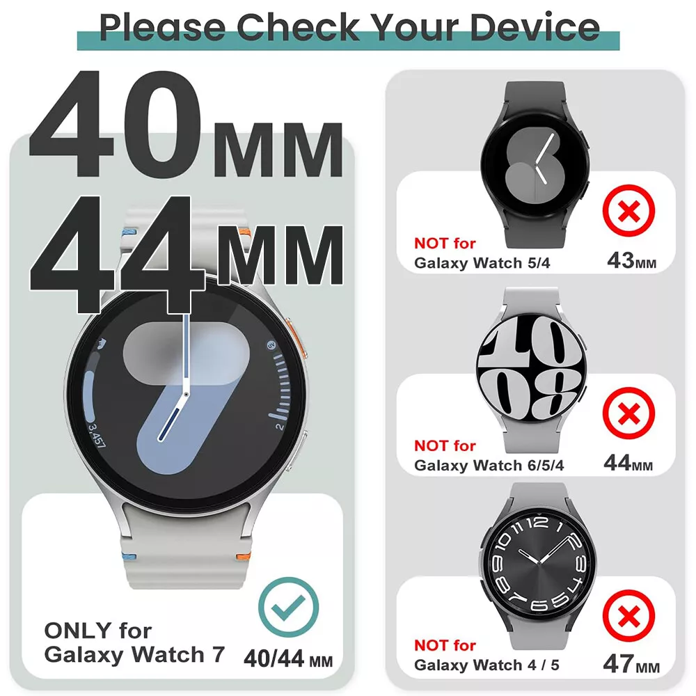 Screen Protector Case for Samsung Galaxy Watch 7 40/44mm, Tempered Glass, Full Protection Anti Scratch, Matte Finish
