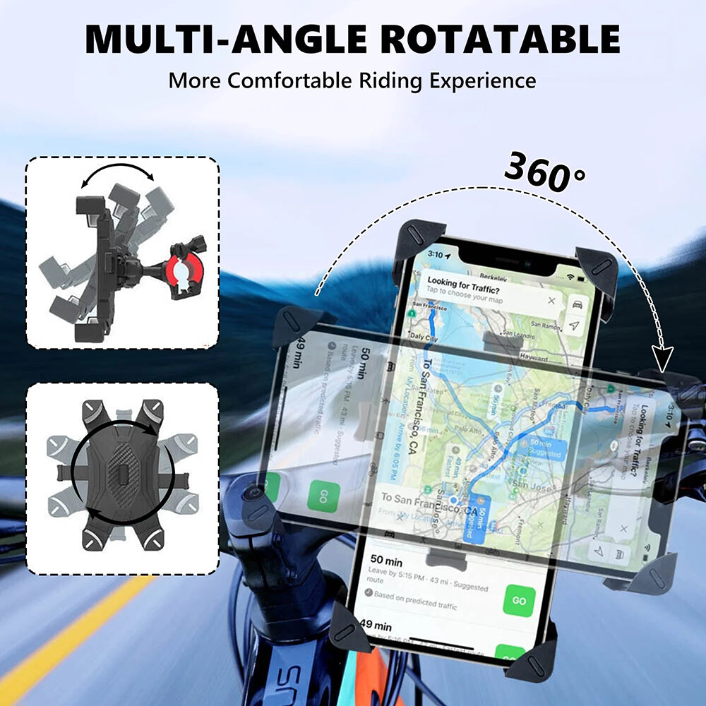 360° Rotation Motorcycle Phone Holder Bike Handlebar Mount Scooter Anti-Shake
