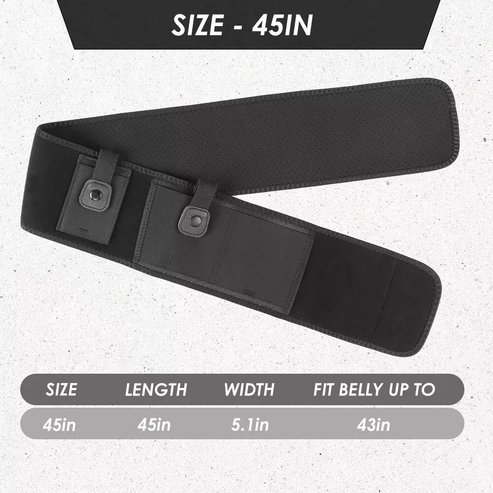 40" / 45" Belly Band Gun Holster, Outdoor Concealed Carry Pistol Holder, Fits All Pistols, Adjustable & Comfortable