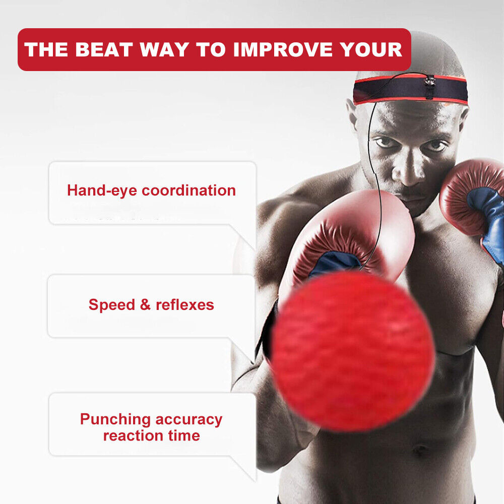 Boxing Reflex Ball Reaction With Headband Hand Eye Coordination Adults Kids Gift
