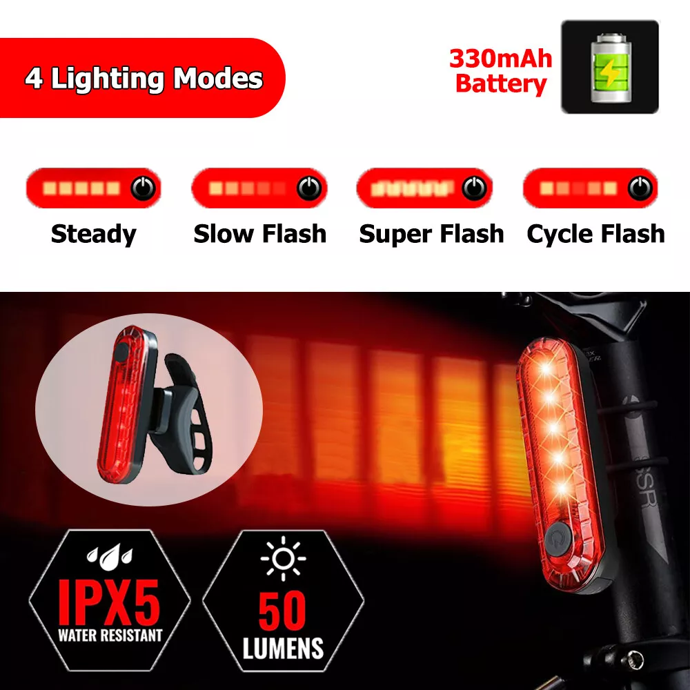 Rechargeable Bike Tail Light, Super Bright LED Bicycle Rear Safety Lights for Night Riding