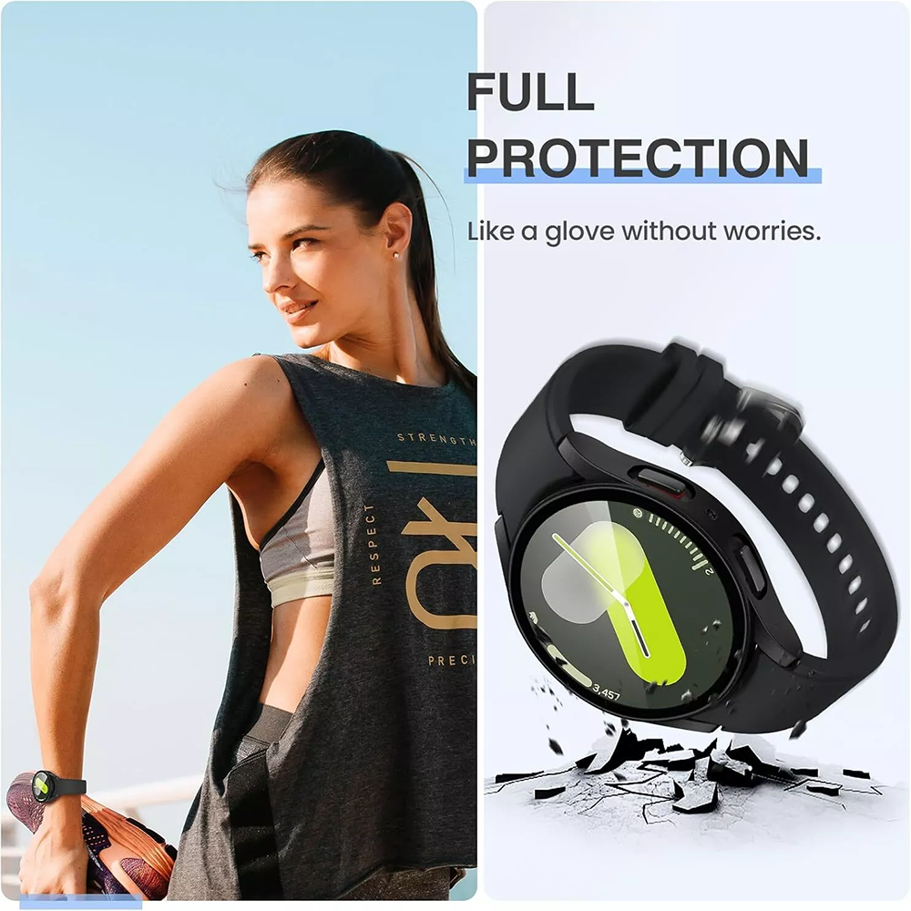 Screen Protector Case for Samsung Galaxy Watch 7 40/44mm, Tempered Glass, Full Protection Anti Scratch, Matte Finish