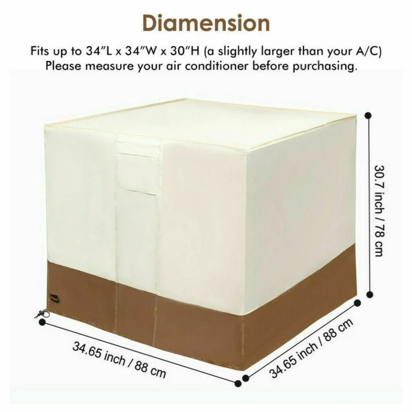 Waterproof Air Conditioner Cover Central AC Unit Heavy Duty Winter Outside 34”