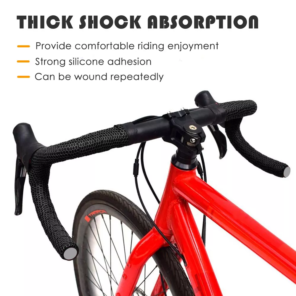 Bike Handlebar Tape, Set of 2 Durable Black Grip Tapes, Shock-Absorbing & Moisture-Wicking, Wrap Your Bicycle for an Awesome Comfortable Ride