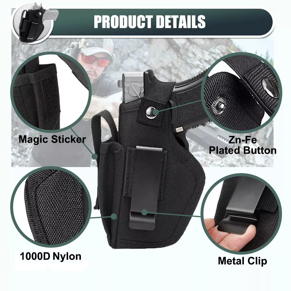 Gun Holster for Concealed Carry, Universal Waistband Holster with Mag Pouch, for Men Women Right/Left Hand Draw, Fits Glock 43x,19, 23,26,27,42, M&P Shield