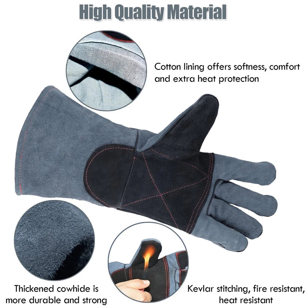 Animal Handling Gloves 13/16 Inch Bite Proof, Double Leather Arm Protection Anti Scratch, Safe Interaction with Dog, Cat, Snake, Reptile