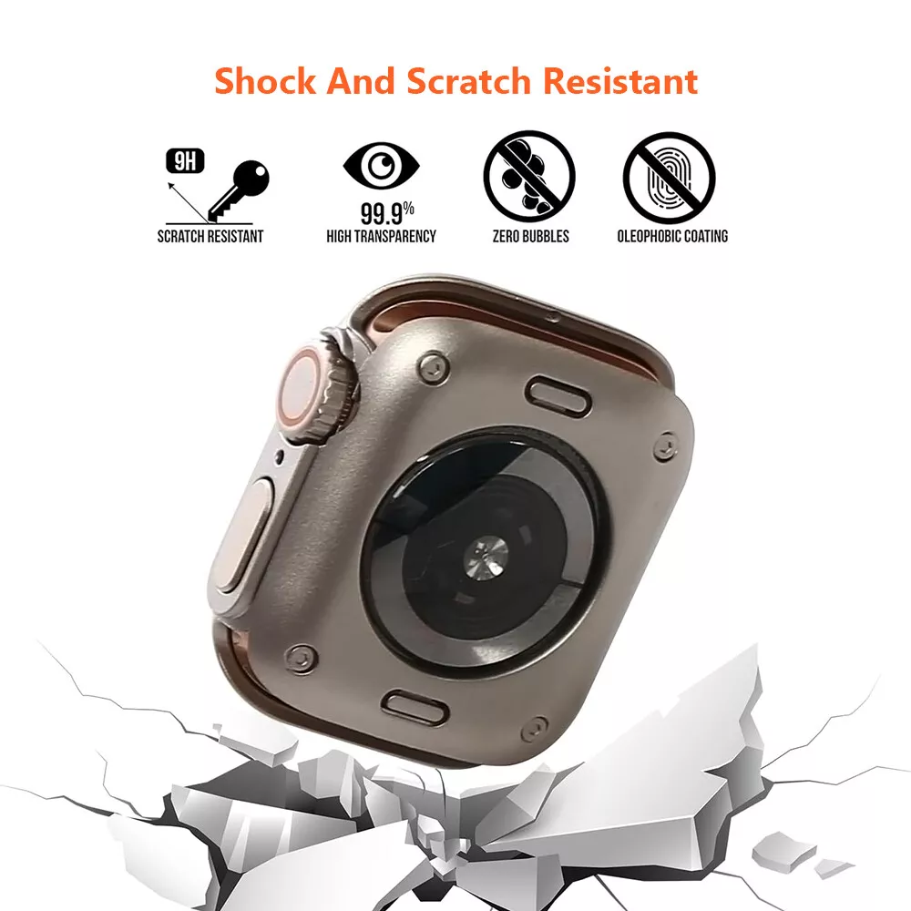 Ultra Look Full Cover Case with Screen Protector for Apple Watch Series 9/8/7 45mm, Series SE2/SE/6/5/4 44mm, Tempered Glass, Perfect Protection Anti Scratch
