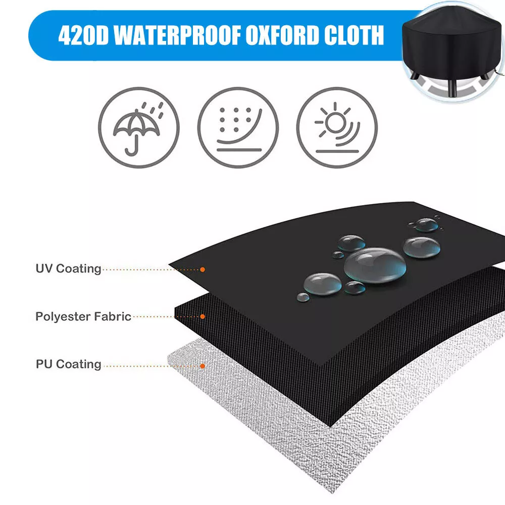Fire Pit Cover, 30 Inch Heavy Duty Oxford Fabric Round Firepit Cover, Full Coverage Patio Outdoor Fireplace Cover, Waterproof Fire Bowl Cover