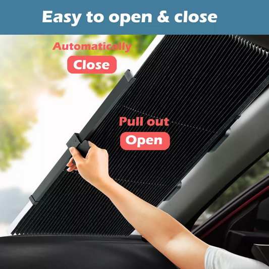 Retractable Windshield Sun Shade for Car, Blocks 99% UV Rays, Adjustable