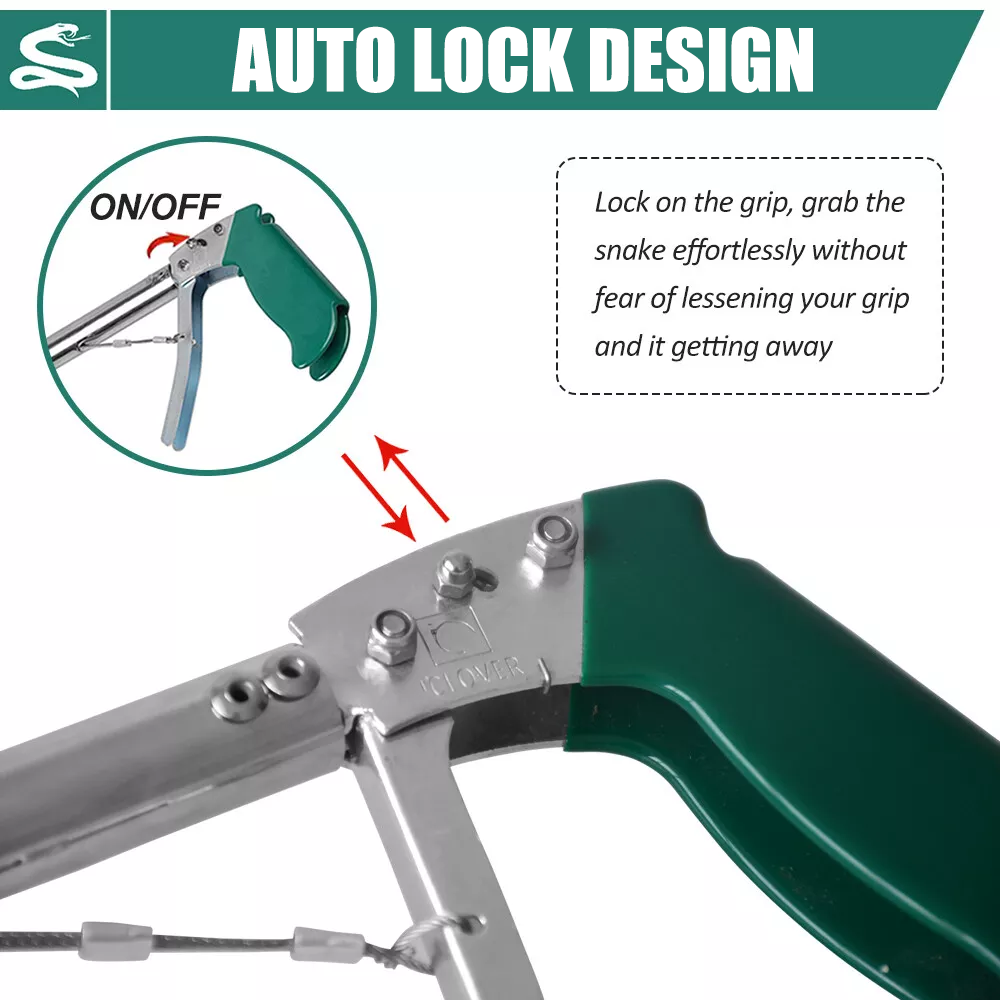 Heavy Duty Snake Tongs, Fixed / Foldable Reptile Grabber, Stainless Steel Catcher with Lock & Wide Jaw, Professional Rattle Handling Tool