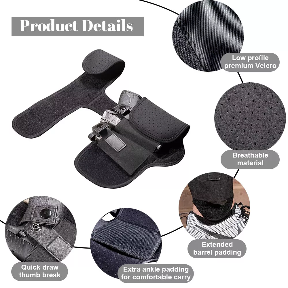 Tactical Ankle Gun Holster for Concealed Carry, Right Left Hand for Most Pistols Revolvers, Lightweight & Durable Airsoft Material