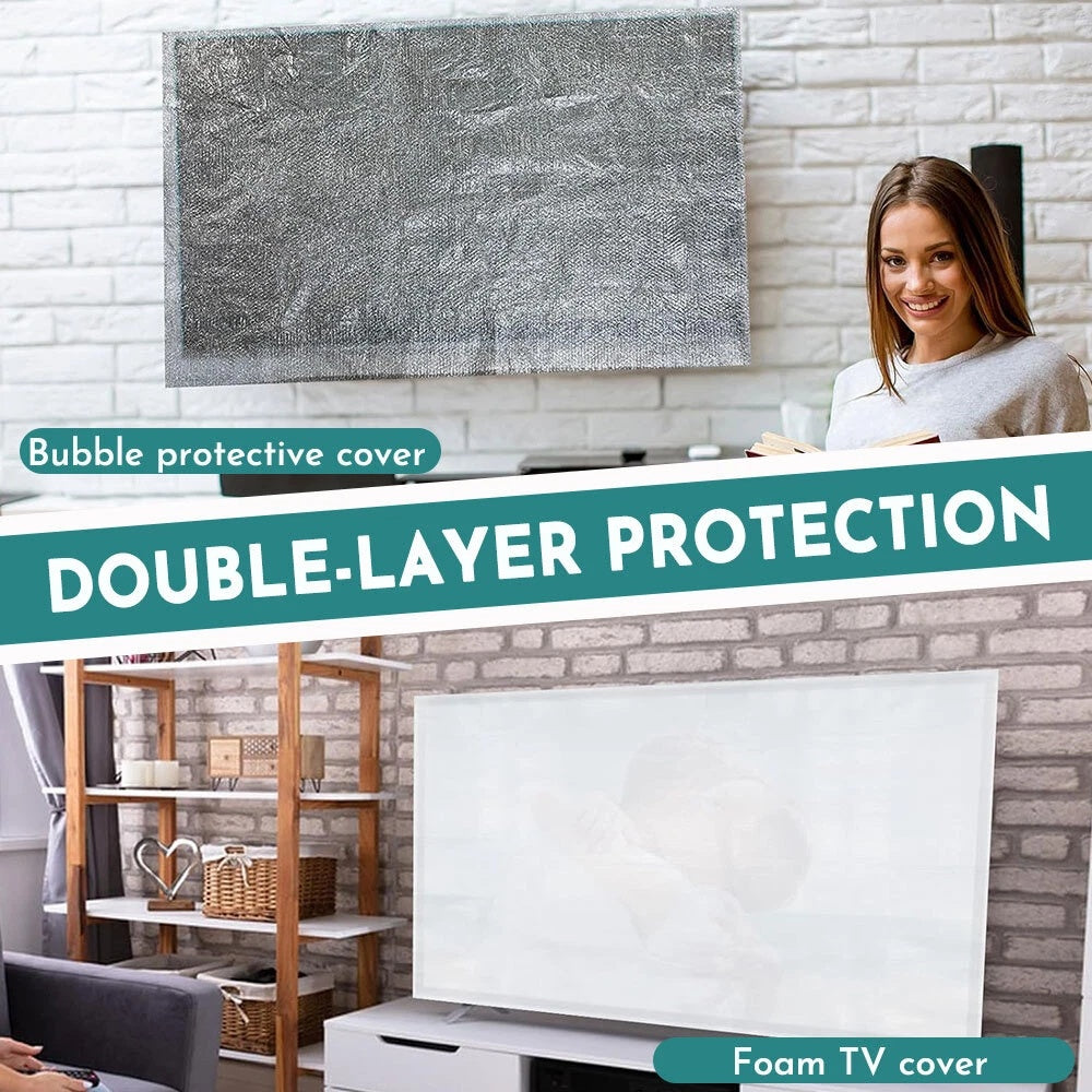 Foam Flat Screen TV Cover + Bubble Cushioning Wrap for Moving Storing Renovation