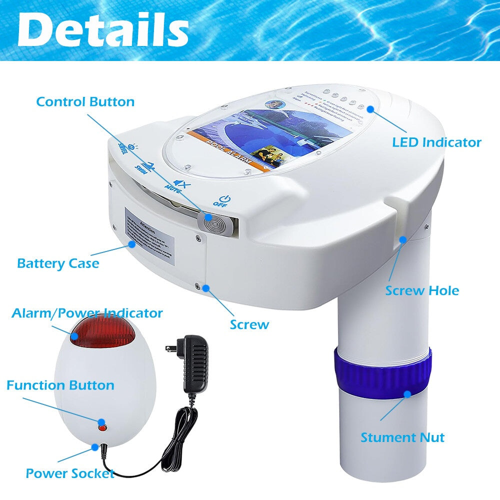 Swimming Pool Alarm for Inground Above Ground Sensor Safety Guard Alarm Kids Pet