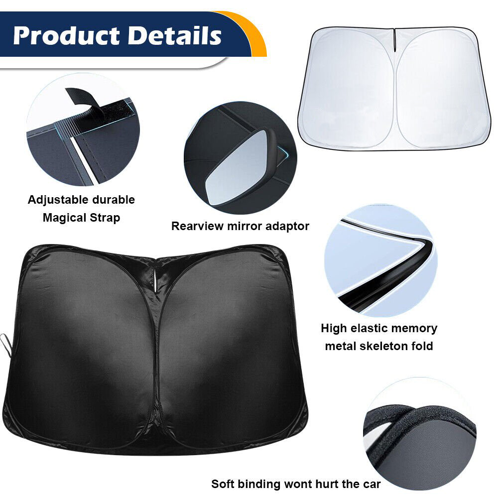 240T Foldable Car Sun Shade for Tesla Model Y / Model 3, UV Block, Heat Reduction