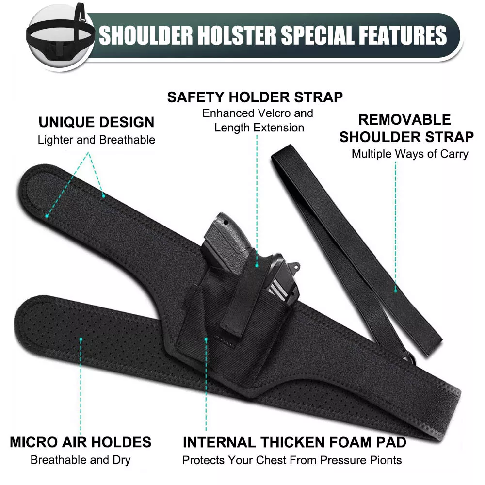 Tactical Concealed Carry Shoulder Gun Holster, Adjustable & Comfortable