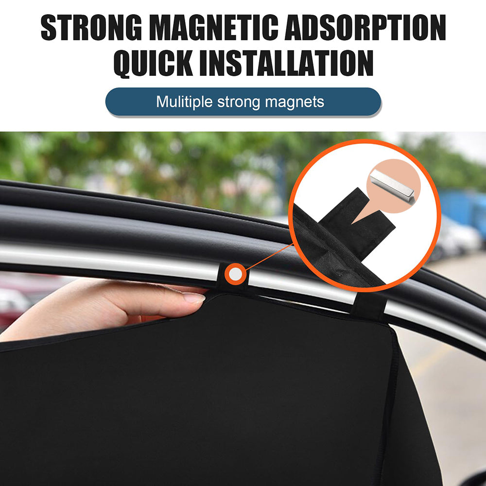 4PCS Magnetic Car Window Shade Front Rear Side Sunshade UV Heat Block Curtain