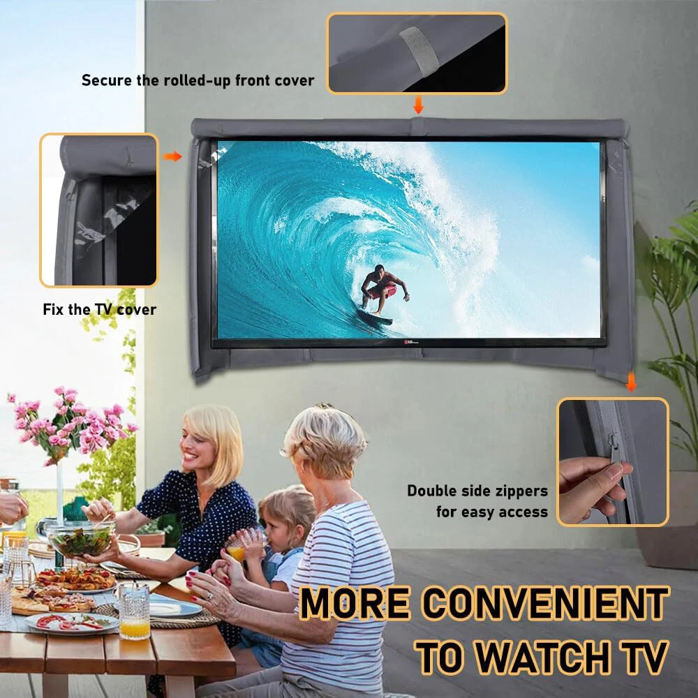 600D Outdoor TV Cover for Flat Screens, Heavy Duty Weatherproof Television Protector
