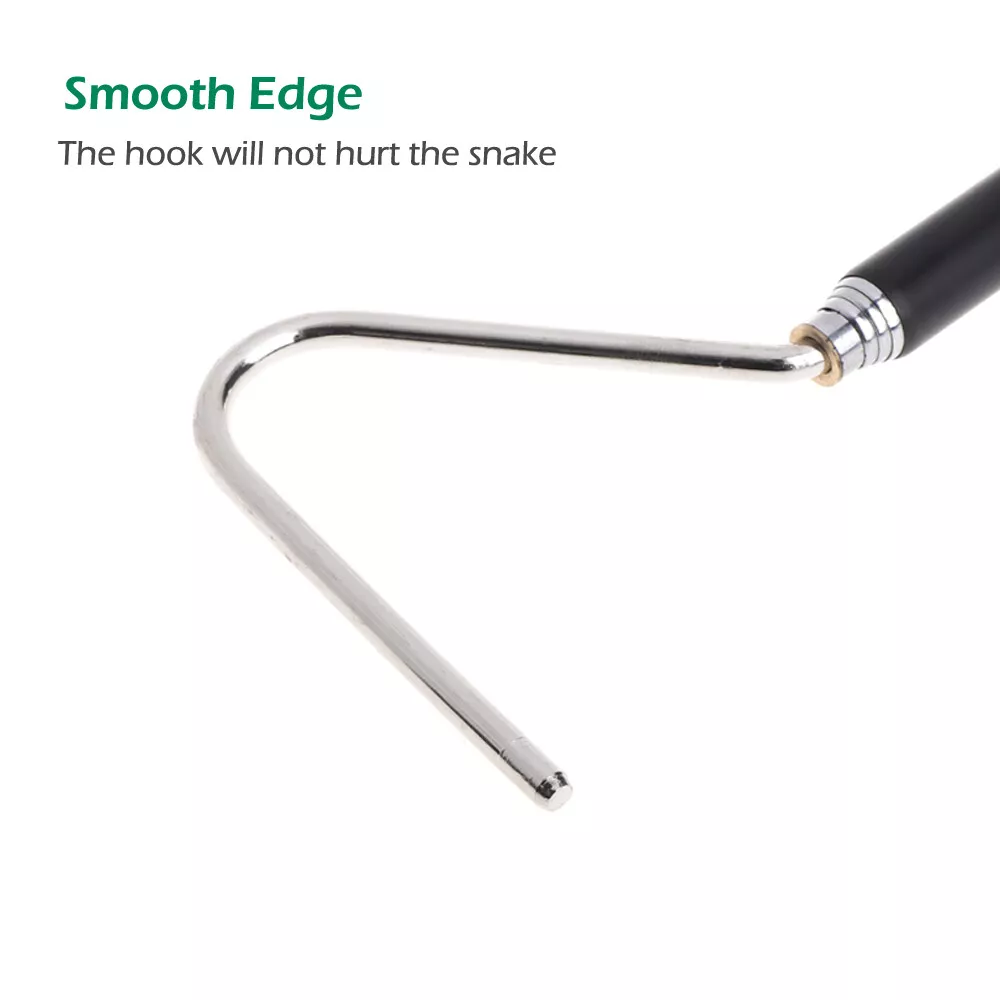 39” Retractable Snake Hook Stainless Steel Reptile Handling Tool Anti-Slip Rubber Grip
