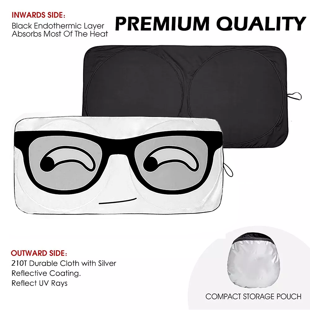 Foldable Car Sun Shade with Cute Printing, Windshield Sunshade, UV Ray & Heat Reduction