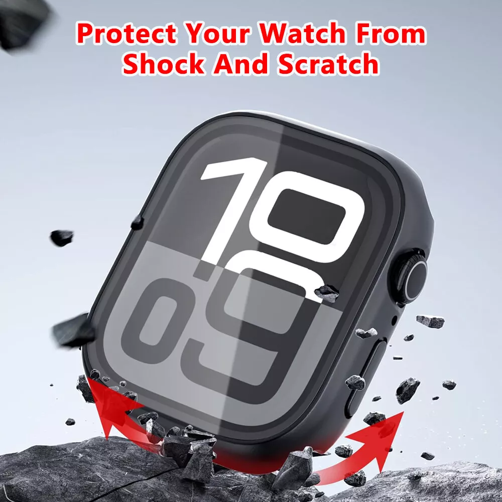 Waterproof Case for Apple Watch Series 10 42mm 46mm, Hard Anti-Scratch Protector with Screen Cover, 9H Tempered Glass, Touch Screen Responsive