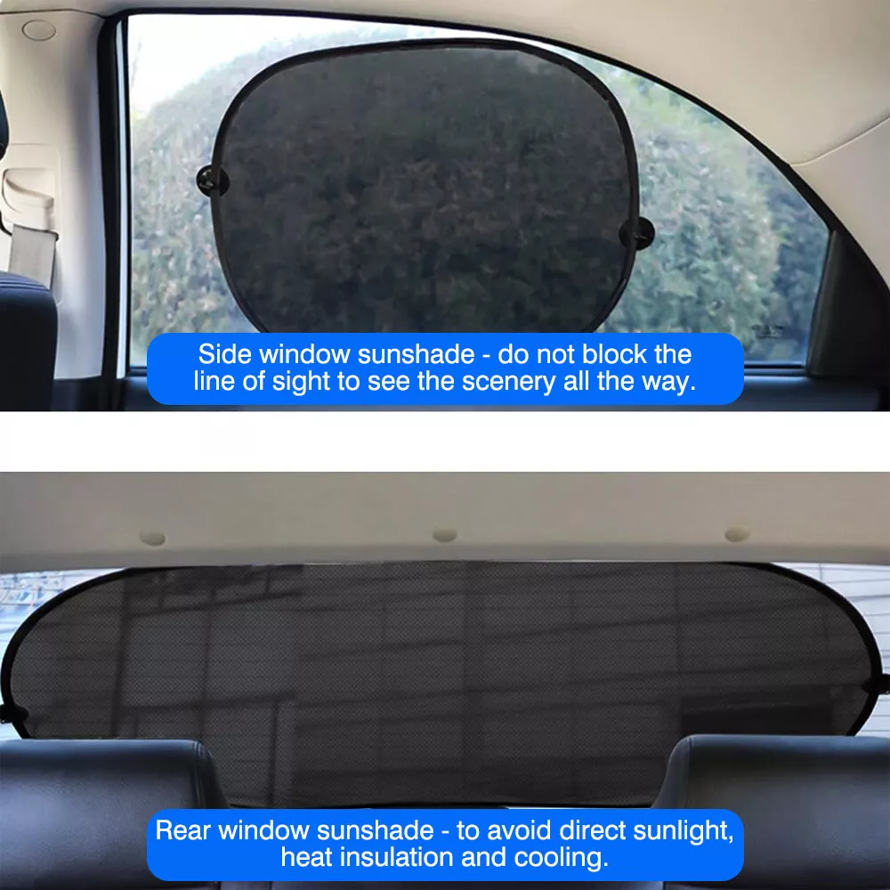 5PCS Car Window Shades Side Rear Sun Shade Mesh Cover UV Protection Glare Shield
