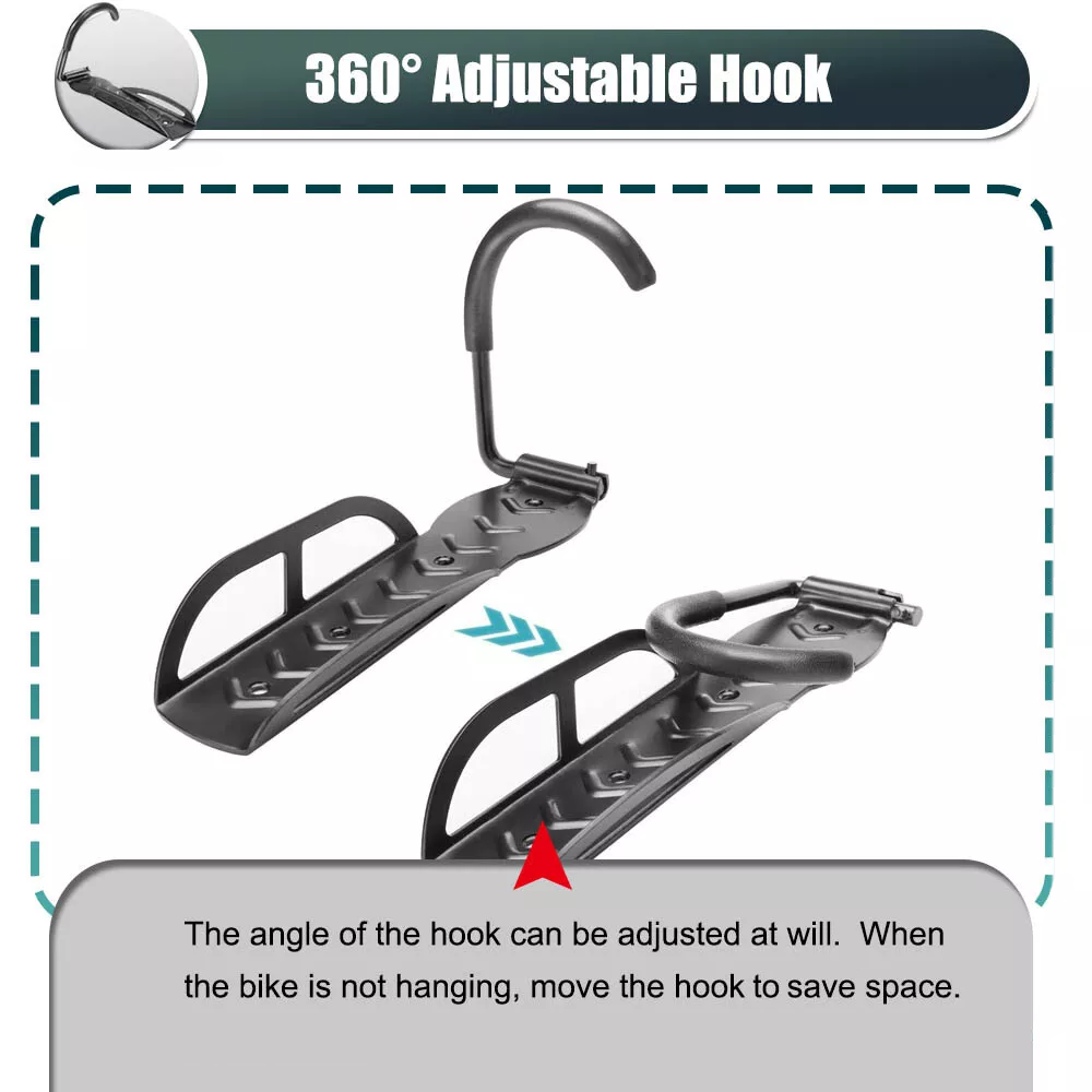 Bike Rack Garage, Bicycle Wall Mount with Screws, Heavy Duty Steel Vertical Hanging Bike Hook Holds up to 66lb for Indoor Storage