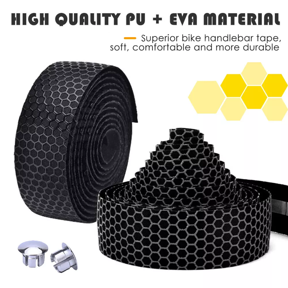 Bike Handlebar Tape, Set of 2 Durable Black Grip Tapes, Shock-Absorbing & Moisture-Wicking, Wrap Your Bicycle for an Awesome Comfortable Ride