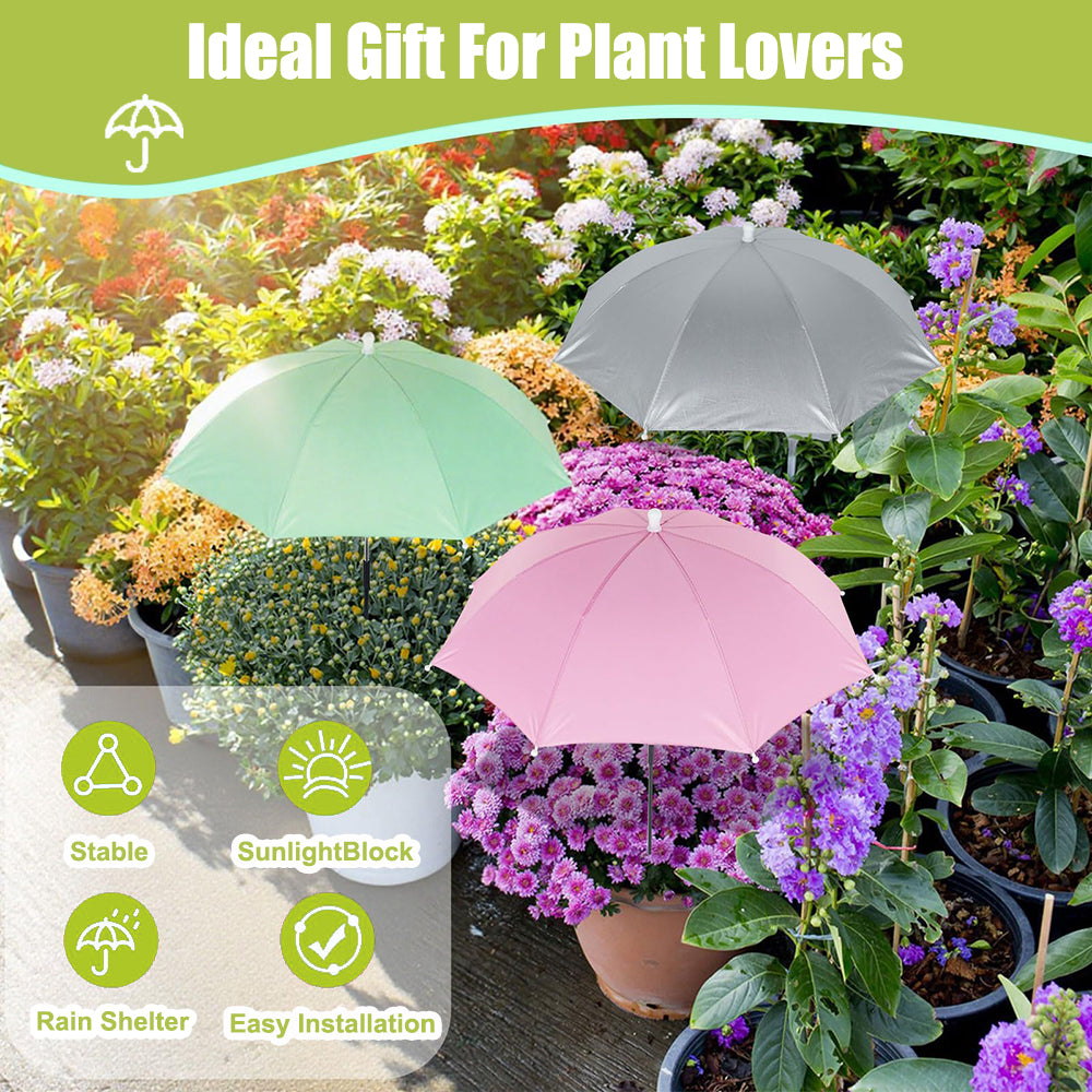 Set of 3 Plant Umbrellas for Outdoor Plants, Adjustable Plant Shade Umbrella Sun Protection for Garden