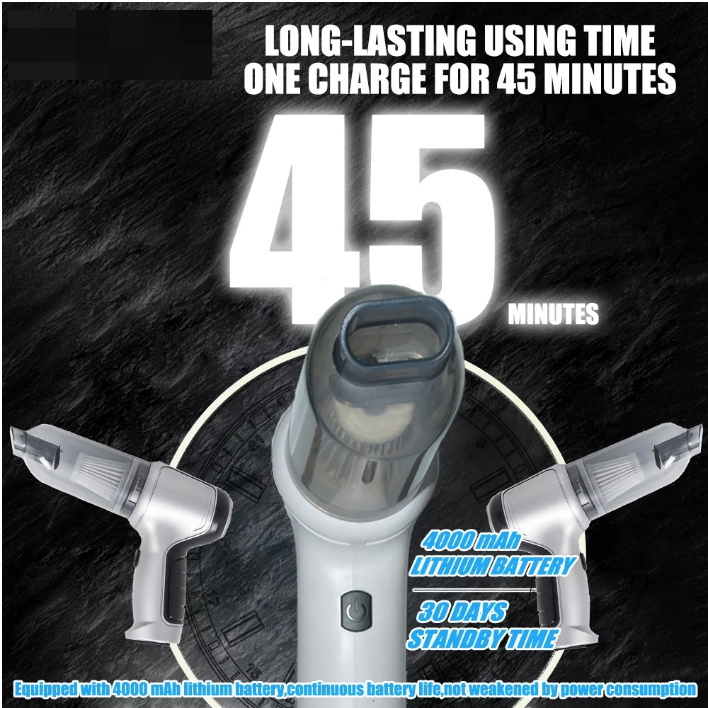 9000Pa Wireless Vacuum, 3-in-1 Handheld Mini Cleaner & Blower for Car, Home, Office
