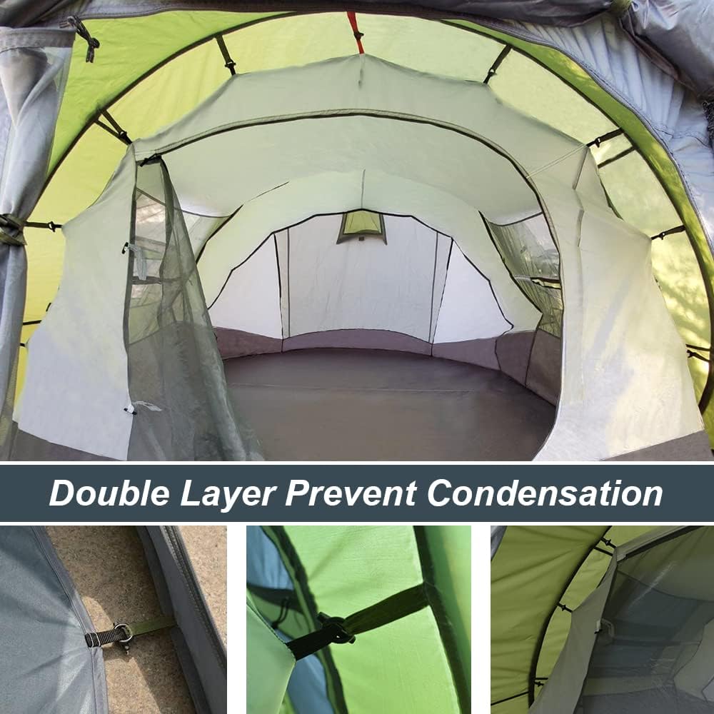 Instant Pop-Up Camping Tent with Vestibule, Spacious for 4-6 People, Waterproof, Double-Layer Design, Easy Setup & Ventilated for Comfortable Outdoor Adventures