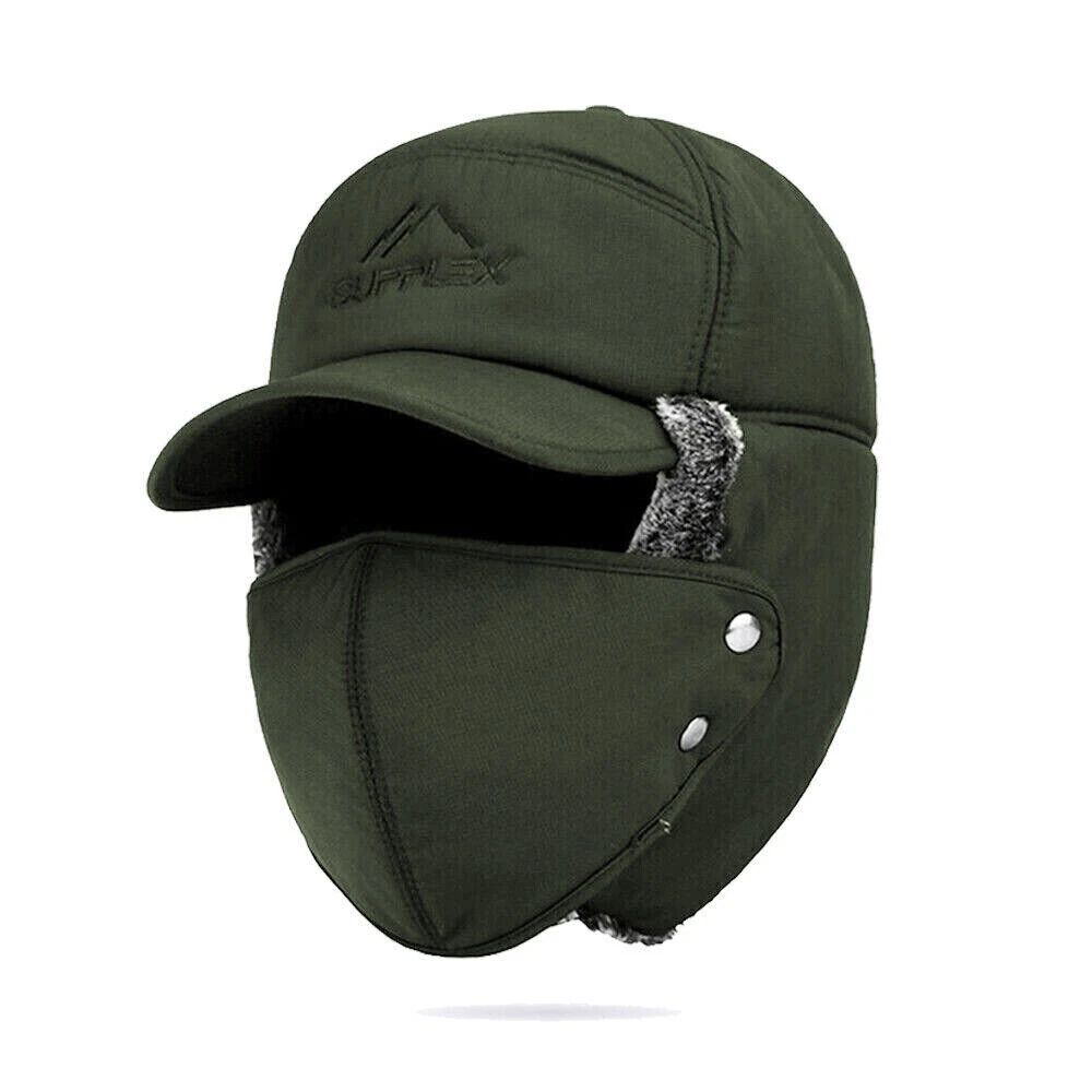 Winter Fur Ear Flap Trapper Hat Full Face Mask Aviator Thermal Warm Snow Ski Cap