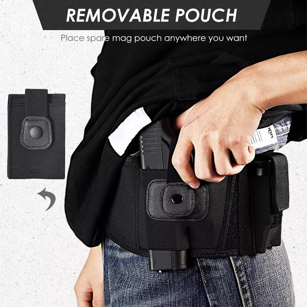 40" / 45" Belly Band Gun Holster, Outdoor Concealed Carry Pistol Holder, Fits All Pistols, Adjustable & Comfortable