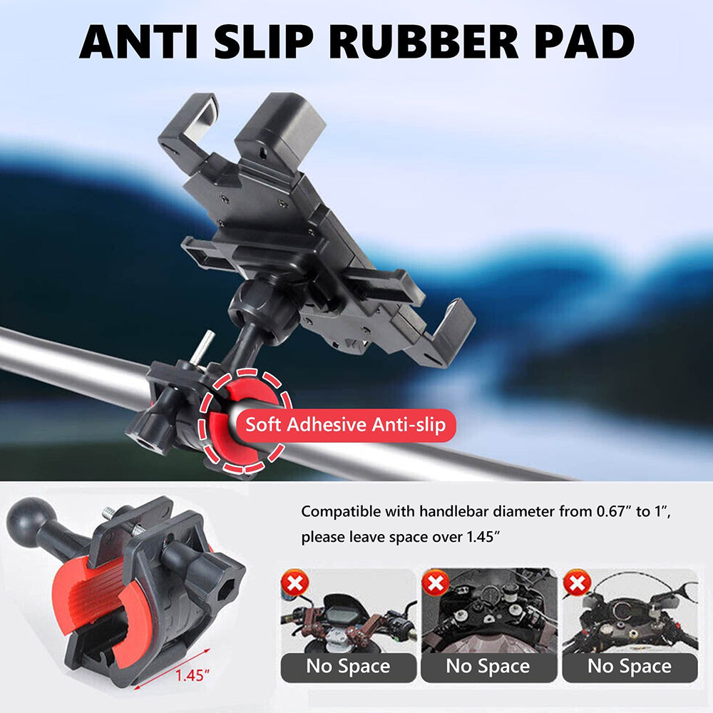 360° Rotation Motorcycle Phone Holder Bike Handlebar Mount Scooter Anti-Shake
