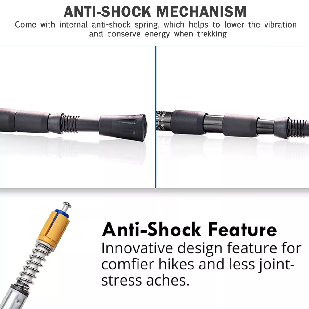 Hiking Poles, Telescopic Collapsible Trekking Poles with Quick Twist Lock System, Lightweight for Hiking Backpacking Mountaining