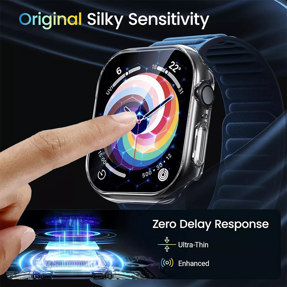 Screen Protector Case for Apple Watch Series 10 42mm 46mm Anti-Scratch Hard PC Cover with 9H Tempered Glass