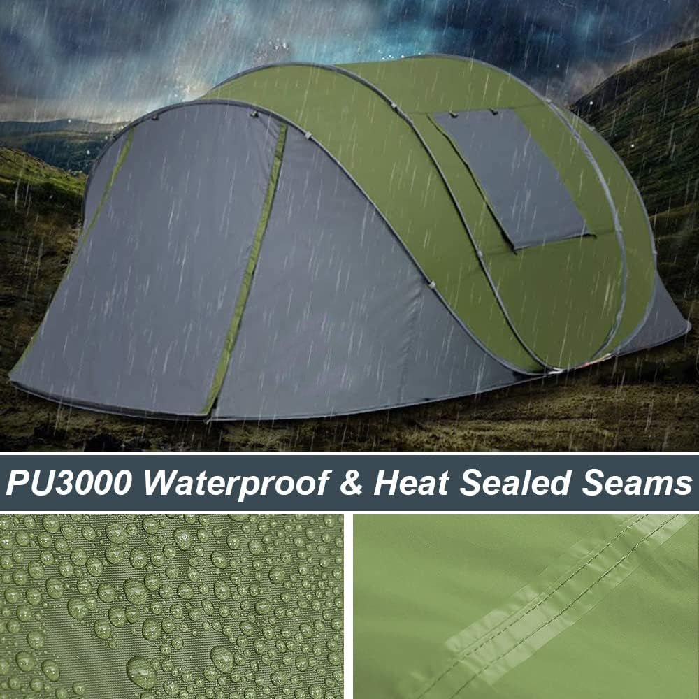Instant Pop-Up Camping Tent with Vestibule, Spacious for 4-6 People, Waterproof, Double-Layer Design, Easy Setup & Ventilated for Comfortable Outdoor Adventures